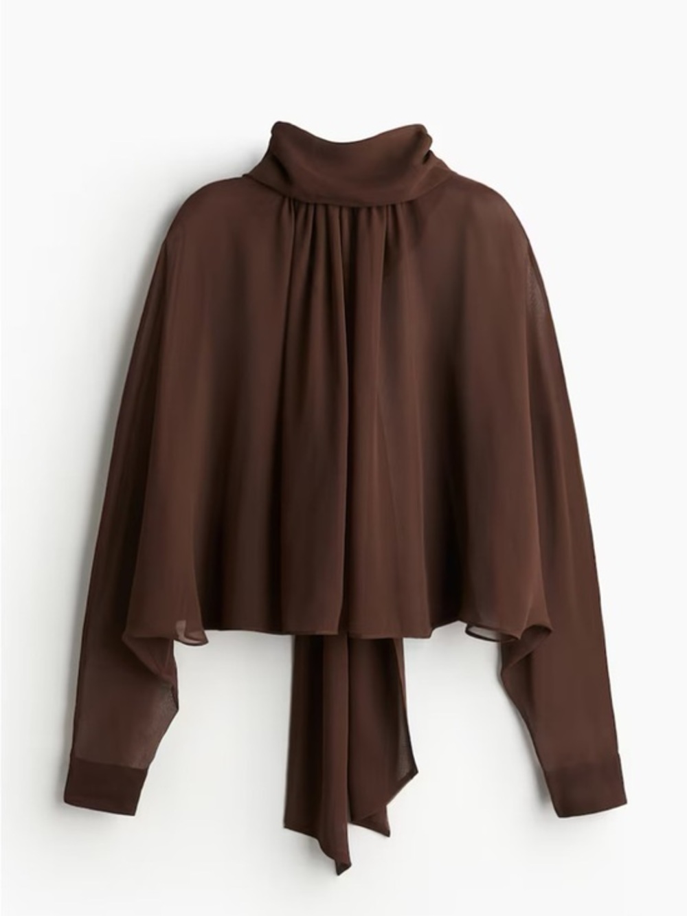 Chocolate Brown Tie-Neck Blouse